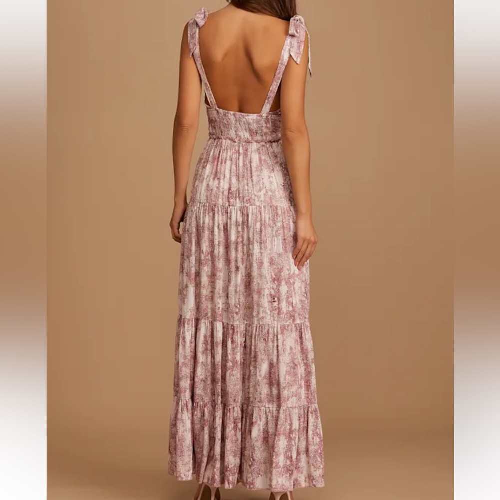 Lulu's Blush Pink Floral Tie-Shoulder Maxi Dress - Picture 3 of 10